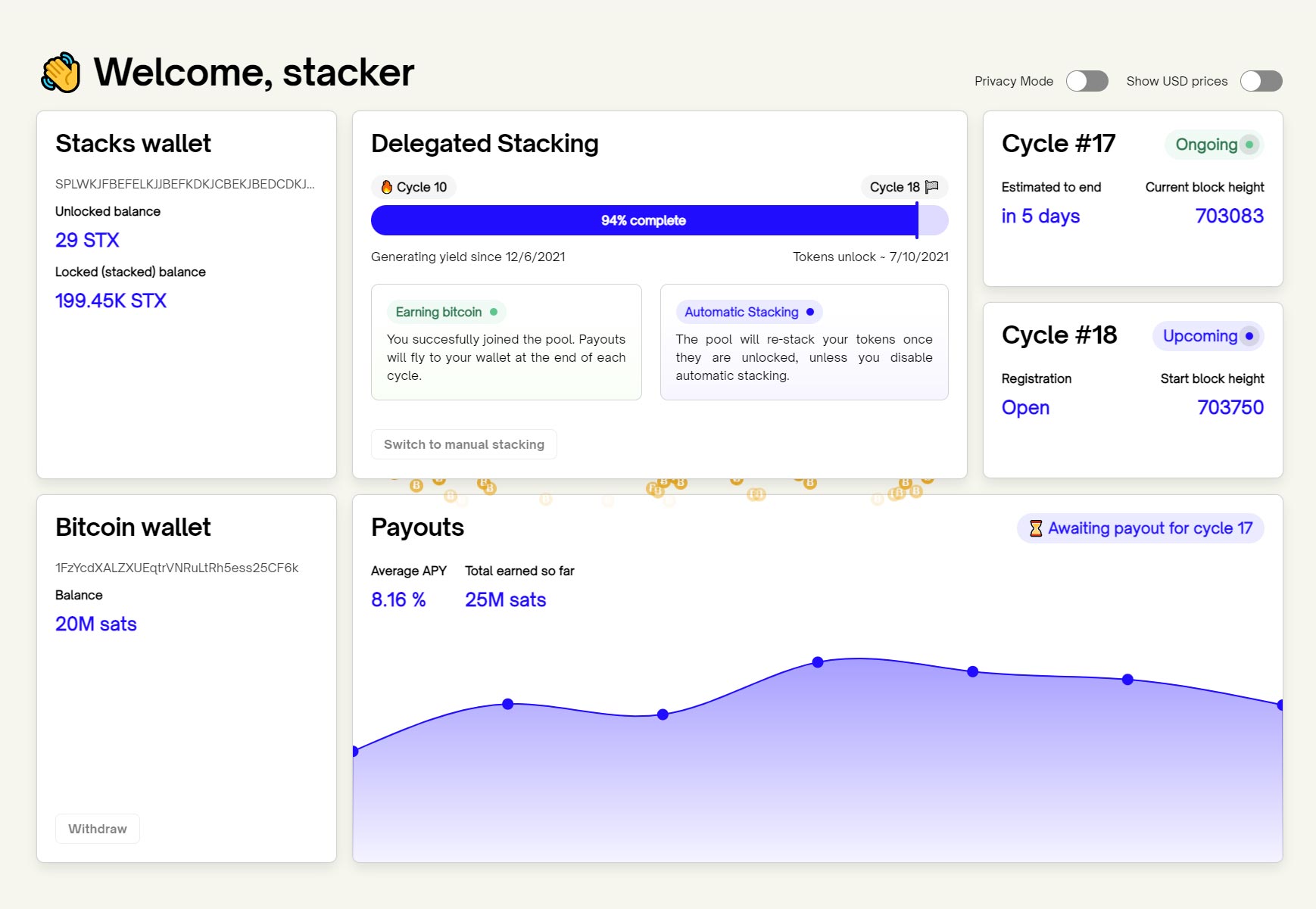 Planbetter App - Earn Bitcoin Yield by Stacking STX